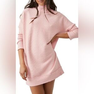 Free People Casey Sweater Rib knit tunic Heart Haze pink